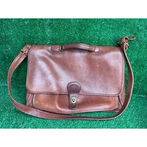 Vintage Coach Metropolitan Brown Leather Messenger Laptop Briefcase Bag